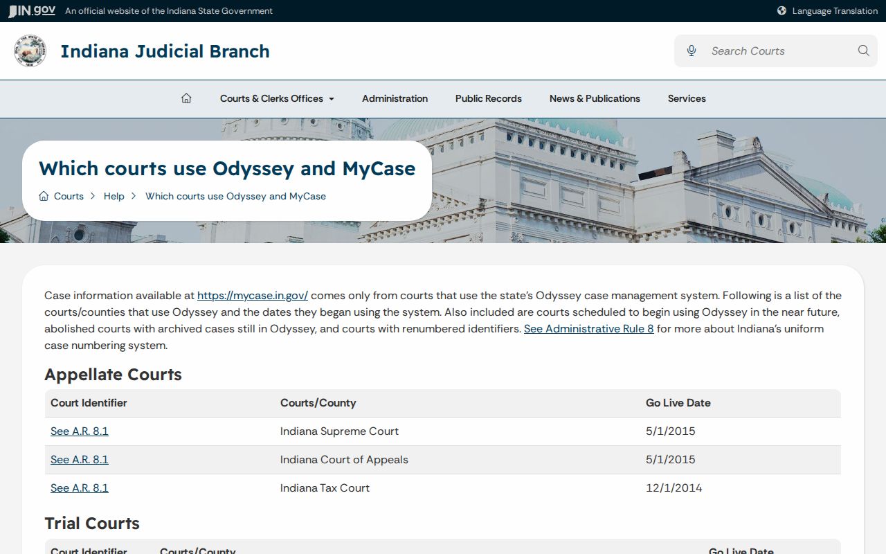 Pulaski County case lookup Odyssey court identifiers